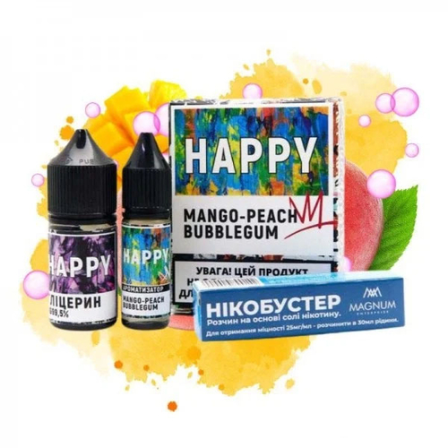 Набор Happy Salt 30мл (Mango-Peach Bubblegum)