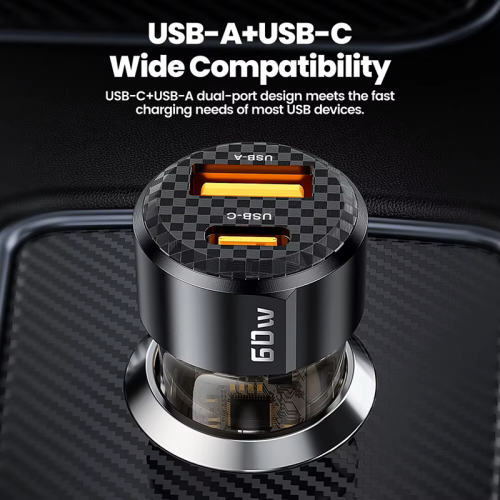 Адаптер для авто Toocki Dual-Port Car Charger 60W (Brown Black) Адаптер для авто Toocki Dual-Port Car Charger 60W (Brown Black)