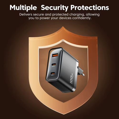 Адаптер Toocki 3-Port GaN Fast Charger (2 USB-C + 1 USB-A) 100W/2A (Black) Адаптер Toocki 3-Port GaN Fast Charger (2 USB-C + 1 USB-A) 100W/2A (Black)