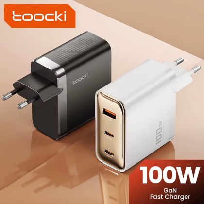 Адаптер Toocki 3-Port GaN Fast Charger (2 USB-C + 1 USB-A) 100W/2A (Black)