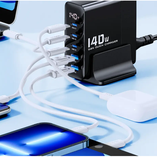 Адаптер Toocki Desktop GaN Charger 3C2A 140W/2.5A (Black) Адаптер Toocki Desktop GaN Charger 3C2A 140W/2.5A (Black)