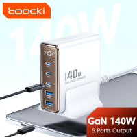 Адаптер Toocki GaN Desktop Charger (3 USB-C + 2 USB-A) 140W/2.5A (White)