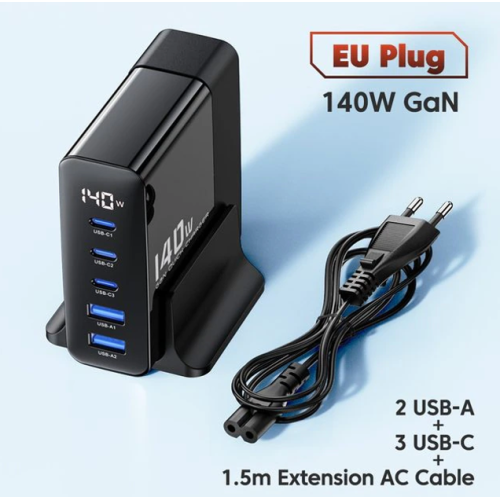 Адаптер Toocki GaN Desktop Charger (3 USB-C + 2 USB-A) 140W/2.5A (White) Адаптер Toocki GaN Desktop Charger (3 USB-C + 2 USB-A) 140W/2.5A (White)