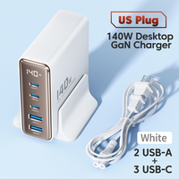 Адаптер Toocki GaN Desktop Charger (3 USB-C + 2 USB-A) 140W/2.5A (White)