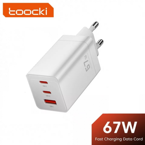 Адаптер Toocki GaN Fast Charger (2 USB-C + 1 USB-A) 65W (White)