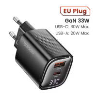 Адаптер Toocki Smart Power Display GaN Quick Charger 33W (Black)