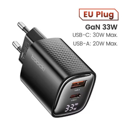 Адаптер Toocki Smart Power Display GaN Quick Charger 33W (Black)
