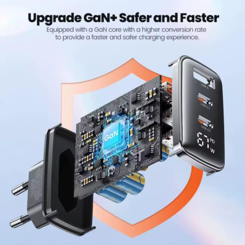 Адаптер Toocki Smart Power Display GaN Quick Charger 67W/1.5A (Black)