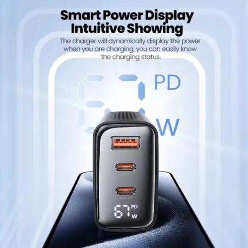 Адаптер Toocki Smart Power Display GaN Quick Charger 67W/1.5A (Black)