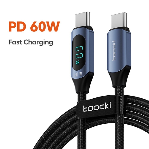 Кабель Toocki Digital Display Fast Charging Cable C-C 60W/5A 2m (Space Grey)