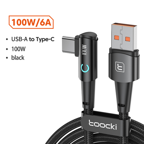 Кабель Toocki Elbow Fast Charging Data Cable A-C 100W/6A 2m (Black)