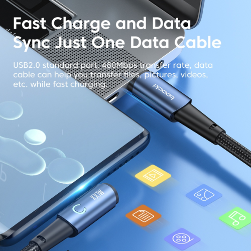 Кабель Toocki Elbow Fast Charging Data Cable C-C 100W/5A 2m (Black)