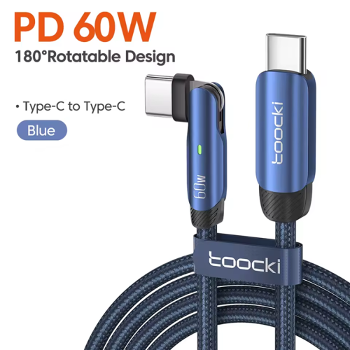 Кабель Toocki Elbow Fast Charging Data Cable C-C 60W/5A 2m (Blue)