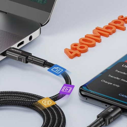 Кабель Toocki Fast Charging Data Cable C-C 100W 2m (Black)