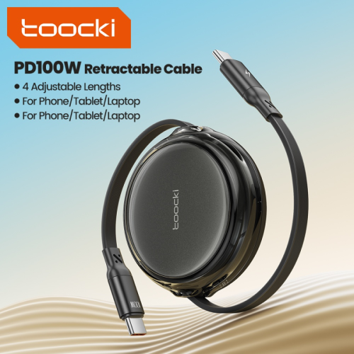 Кабель Toocki Retractable Charging Cable C-C 1m (Black)