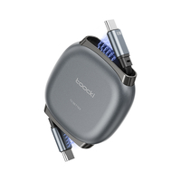 Кабель Toocki Retractable & Mini USB-C Data Cable C-C 100W 1m (Grey)