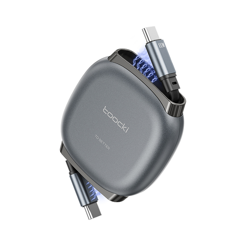 Кабель Toocki Retractable & Mini USB-C Data Cable C-C 100W 1m (Grey)
