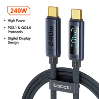 Кабель Toocki Smart Digital Display Fast Charge Cable C-C 240W 2m (Grey)
