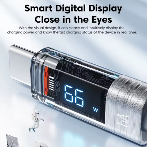 Кабель Toocki Transparent Fast Charging Data Cable A-C 66W/6A 2m (Grey)