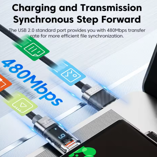 Кабель Toocki Transparent Fast Charging Data Cable A-C 66W/6A 2m (Grey)