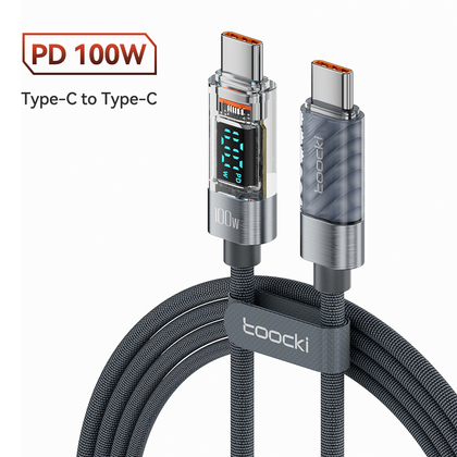 Кабель Toocki Transparent Fast Charging Data Cable C-C 100W/5A 1m (Grey)