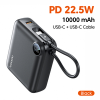 Павербанк Toocki Mini Power Bank with Cable 10000mAh 22.5W (Black)