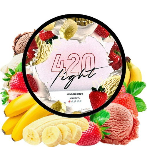 Табак для кальяну 420 Light 100g (Бананово-Полуничне Морозиво)